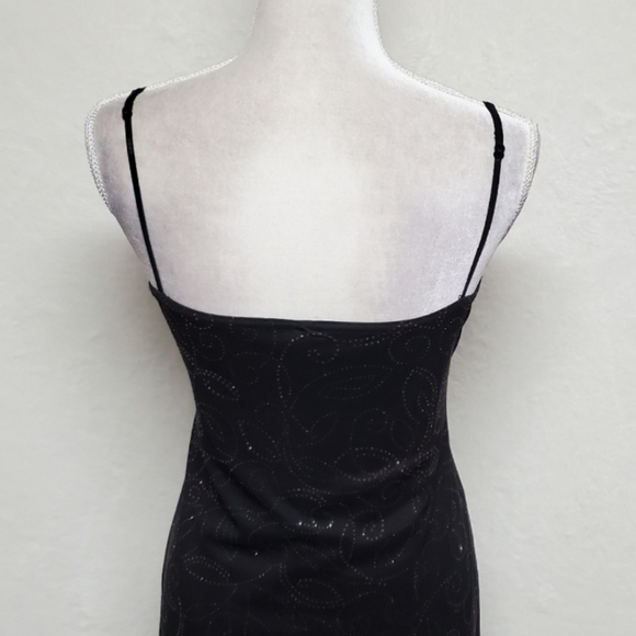 Vintage '90s Next Up Sheer Black Overlay Hi Low Dress Size Medium - Picture 5 of 13